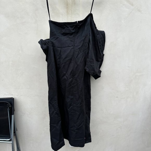 Mara Hoffman Valeria Off Shoulder Midi-Dress Black Structural Floral Accent Sz 0 - Picture 10 of 10